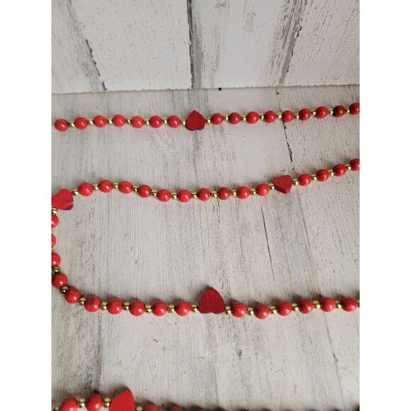 Vintage wooden Valentine garland unique heart home decor - Picture 7 of 9